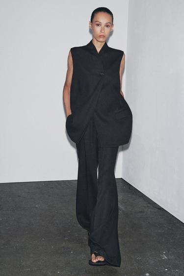 ЖИЛЕТ ИЗ СМЕСОВОГО ЛЬНА — ZW COLLECTION — ЧЕРНЫЙ от Zara