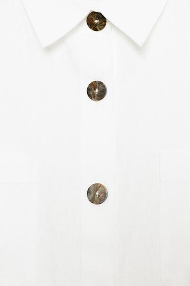 CHEMISE EN LIN MANCHES AMPLES - Blanc de Zara - Image 5
