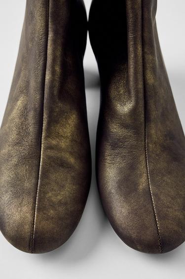 Zara LEATHER HEELED BOOTS KATE MOSS X ZARA - Brown