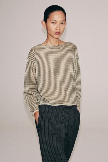 PULL EN MAILLE FINE À RAYURES - Rayures de Zara - Image 6