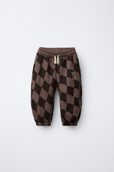 QUẦN NHUNG LÔNG HỌA TIẾT HÌNH THOI - Màu nâu từ Zara