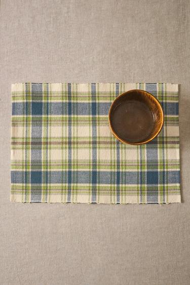 Zara COTTON CHECK PLACEMAT (SET OF 2) - Green