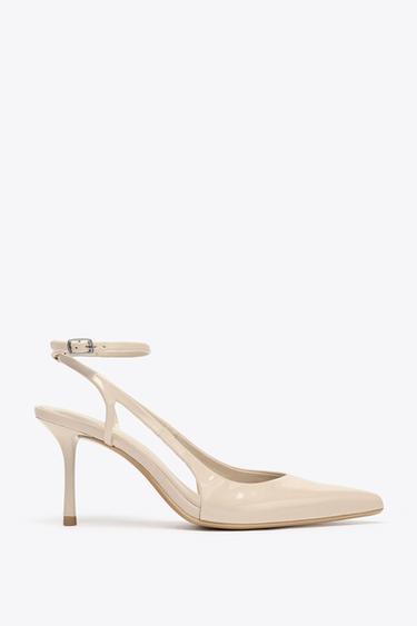 FAUX PATENT STRAPPY HIGH-HEEL SHOES - Ecru by Zara - Image 0
