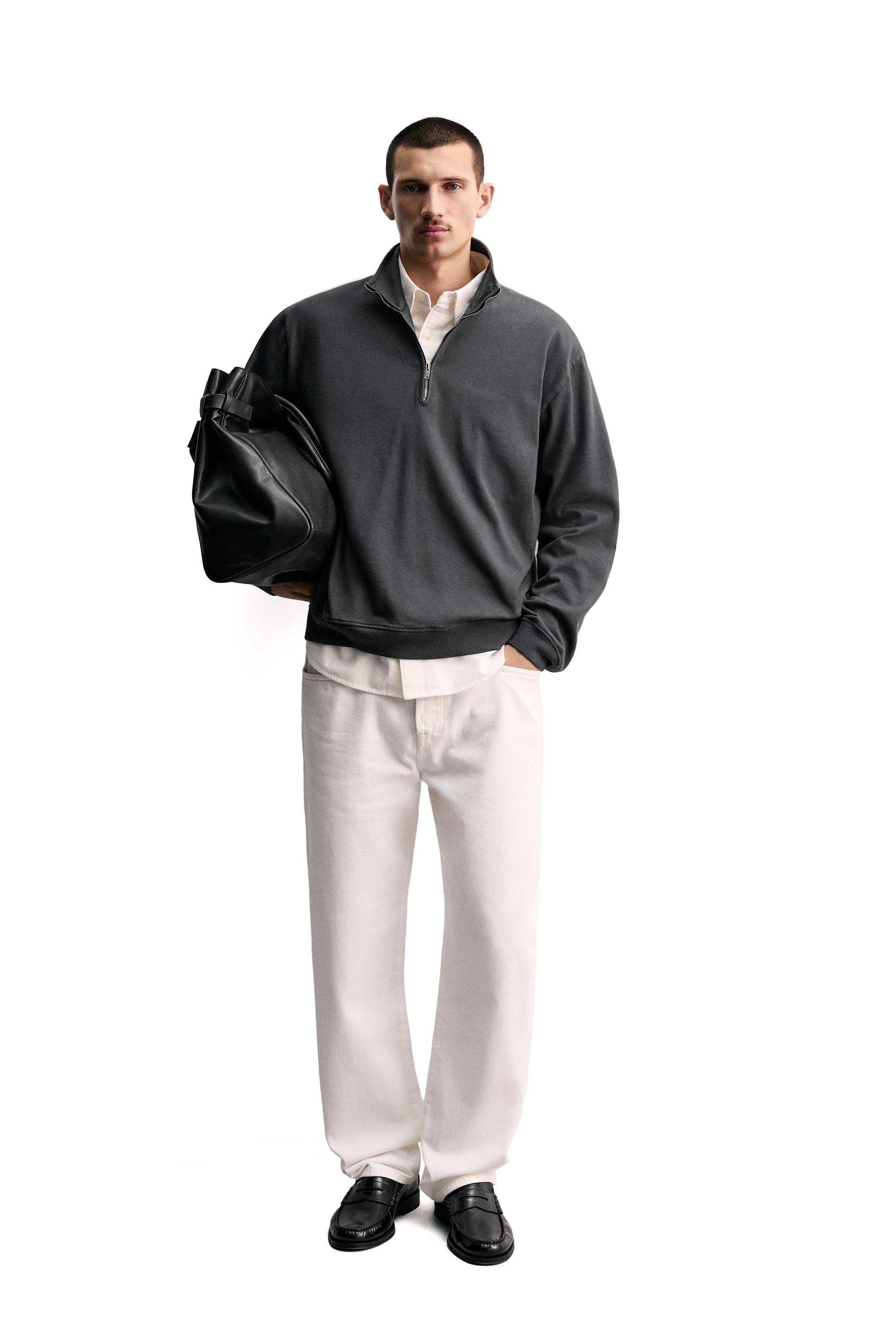 ZARA メンズ グレー フード付きパーカー