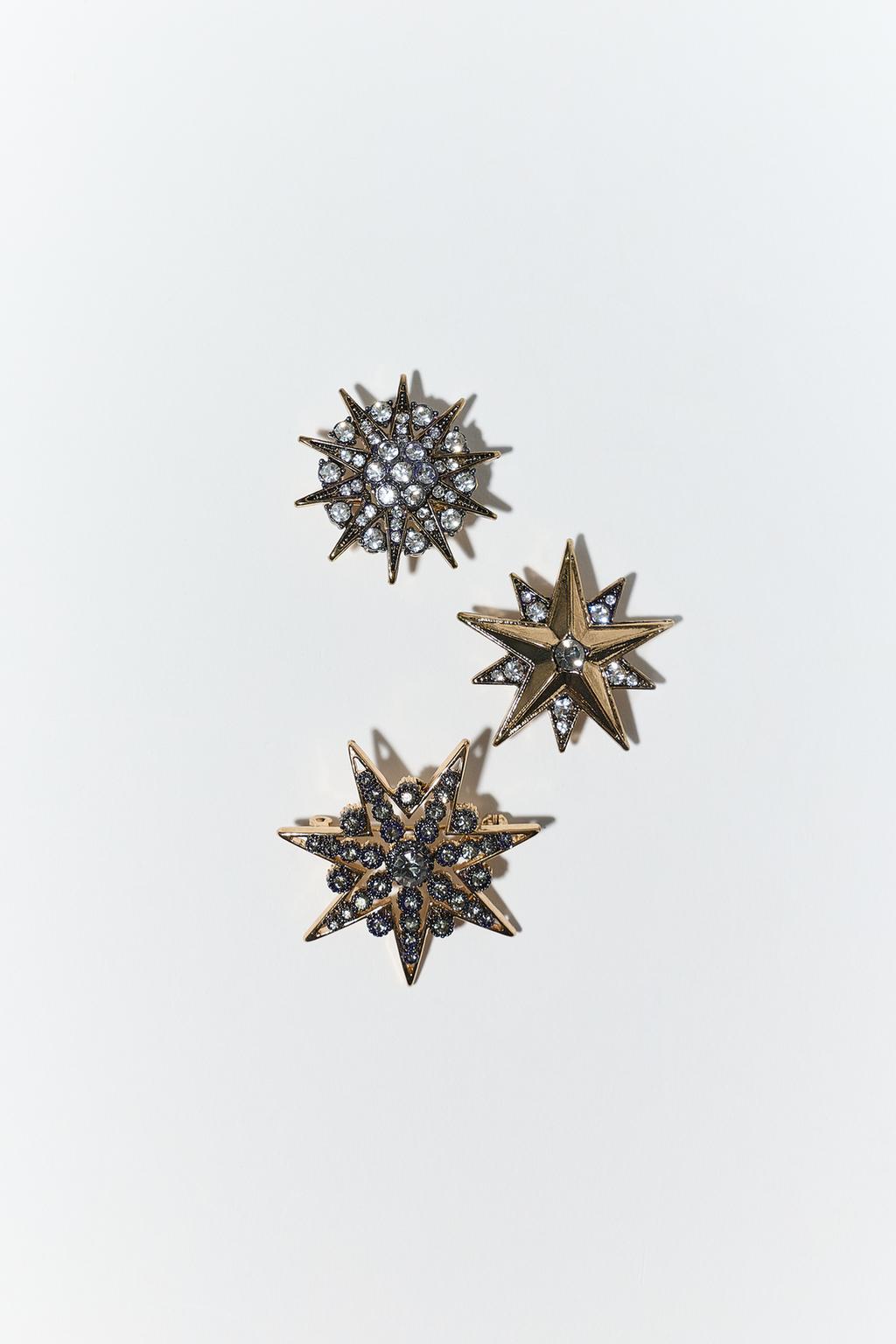 3-PACK OF RHINESTONE STAR BROOCHES