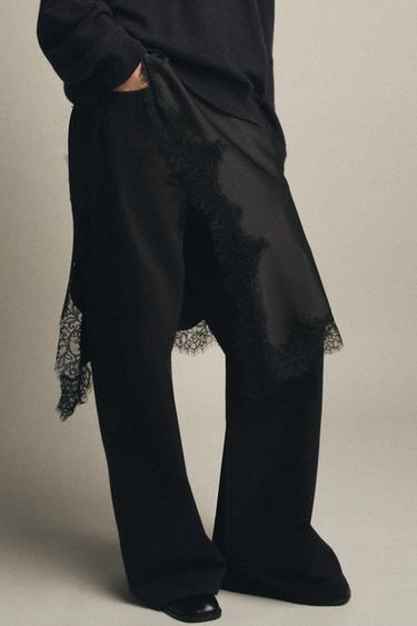 ZW COLLECTION WIDE LEG LOW-RISE JEANS - Black by Zara