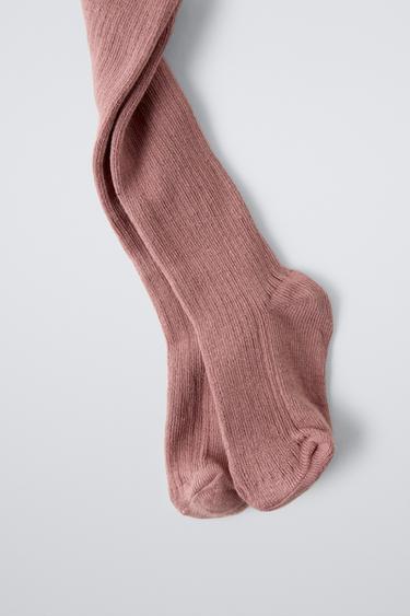 PACK OF TWO RIBBED TIGHTS - Pink by Zara - Image 1