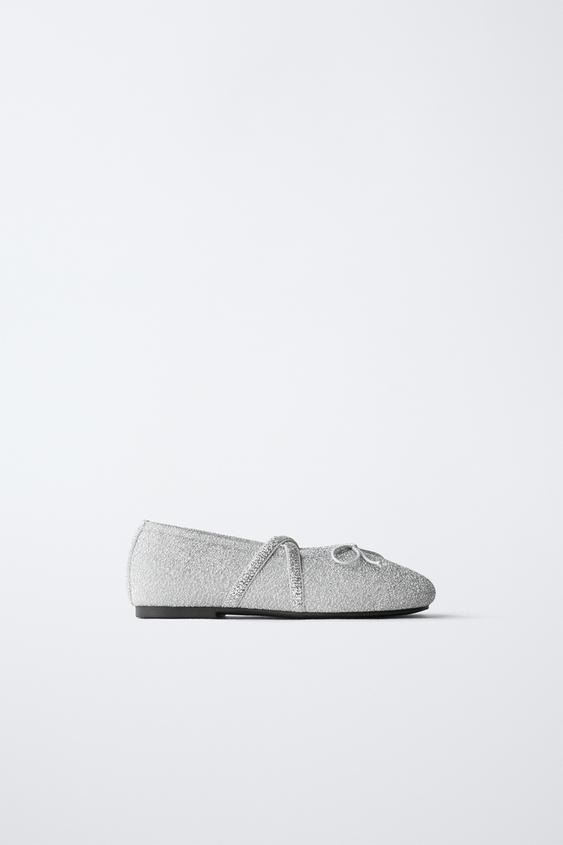 GLITTER STRAPPY BALLERINAS - Silver by Zara - Image 0