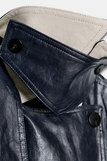 TRENCH OVERSIZE EFECTO PIEL ZW COLLECTION - marino de Zara