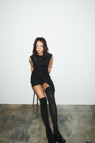 SHORT DRESS WITH TIE AND TOPSTITCHING - Black de Zara - Image 5