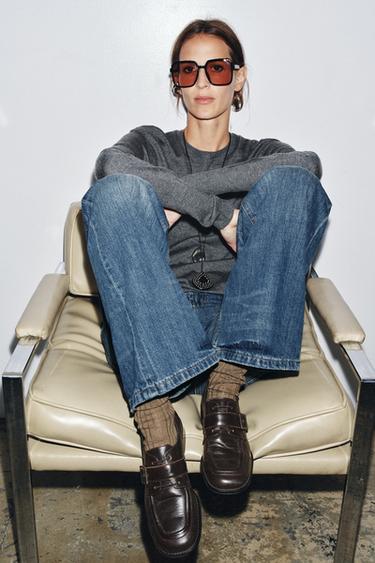 LEATHER BUCKLE LOAFERS - Brown by Zara