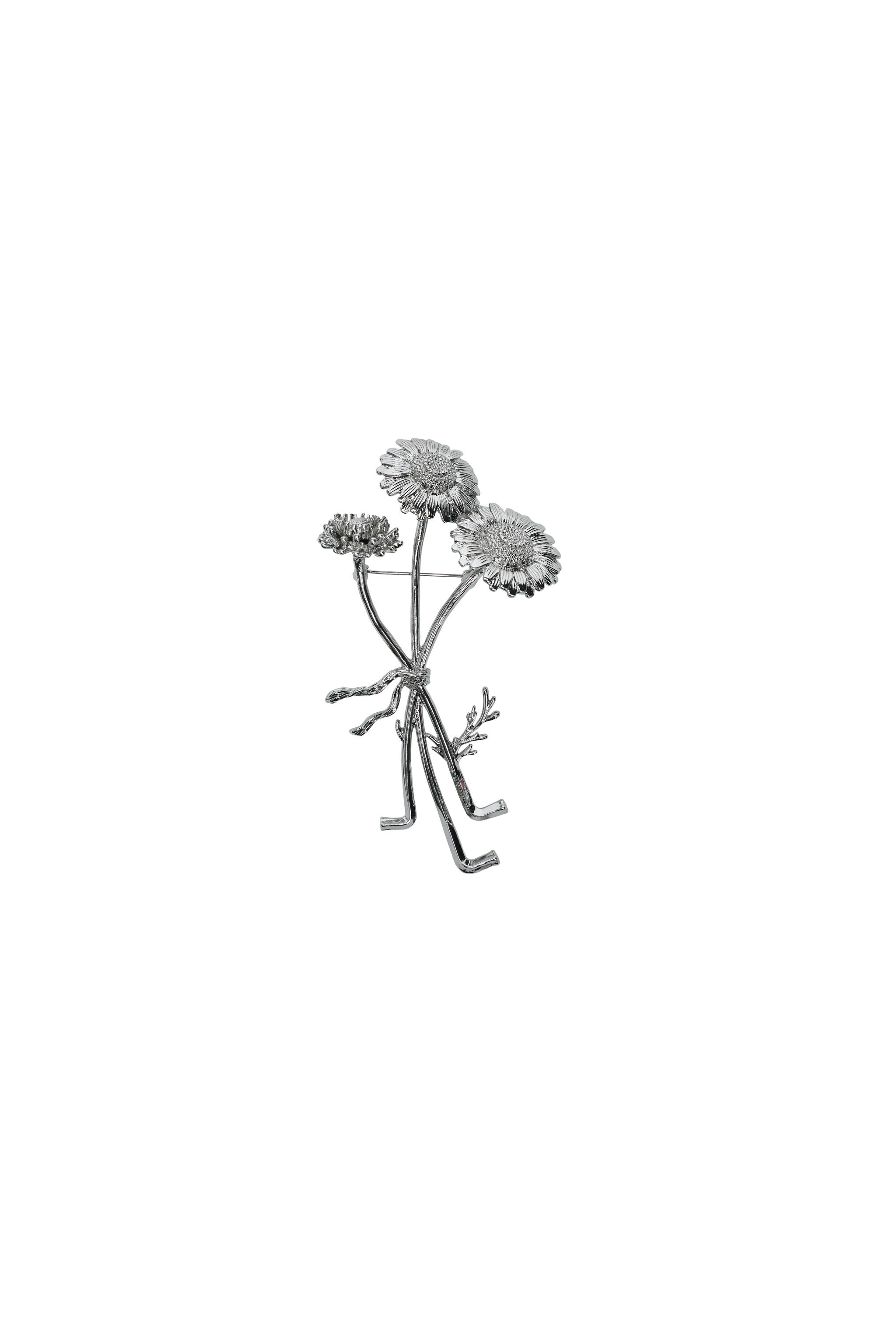 BROCHE MÉTALLIQUE 3 FLEURS