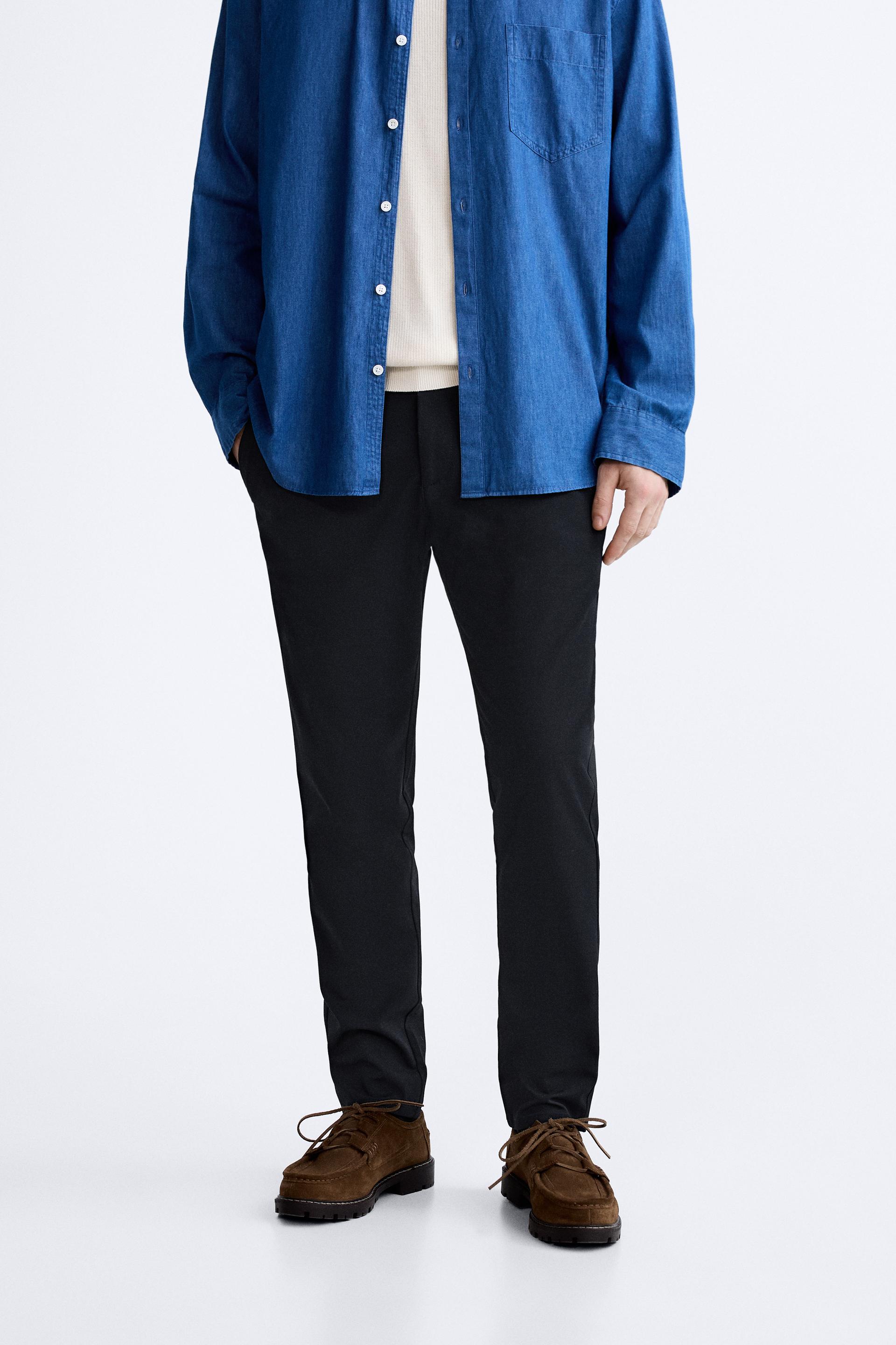 Zara Men's Navy Blue Joggers Sweatpants Tie Waist Size XL