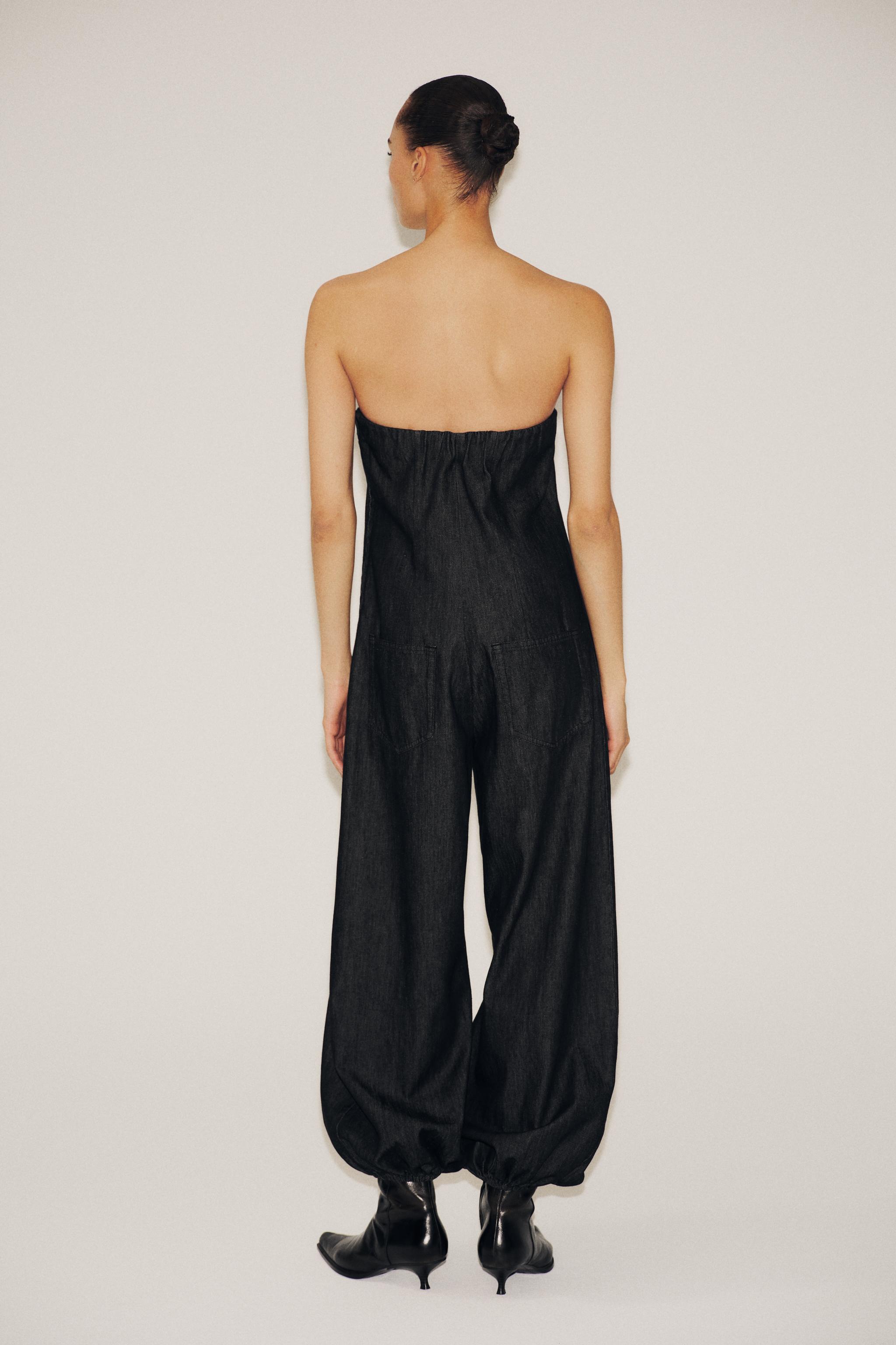 STRAPLESS DENIM JUMPSUIT TRF