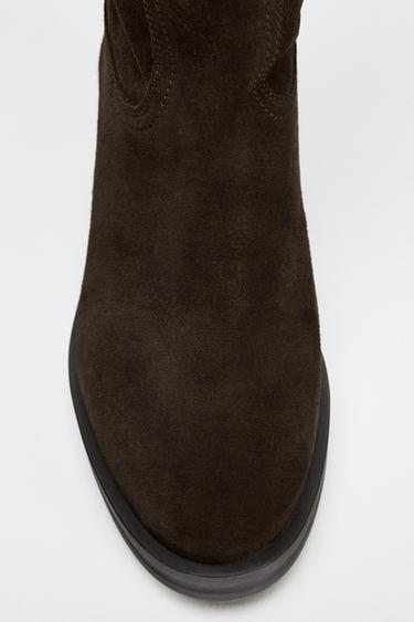 SPLIT SUEDE HEELED BOOTS - Brown by Zara - Image 5