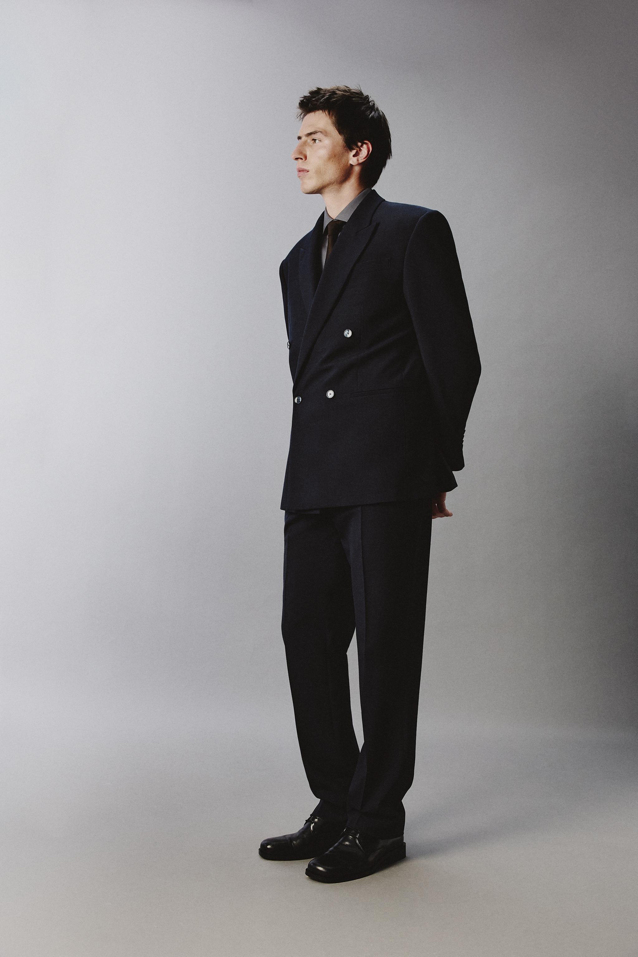 WOOL BLEND STRAIGHT FIT SUIT PANTS