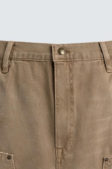 RELAXED FIT CARPENTER POCKET BERMUDA SHORTS - Sand by Zara - Image 8