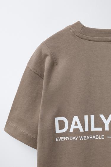 SLOGAN PRINT T-SHIRT - Brown by Zara - Image 3
