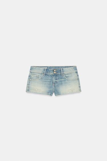 TRF LOW-RISE MINI DENIM SHORTS - Light blue by Zara