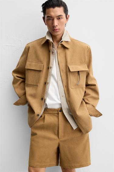 BERMUDA EFFET DAIM PLISSÉ - Marron de Zara - Image 4