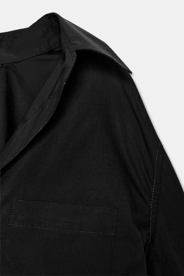 OVERSIZE POPLIN SHIRT - Black by Zara - Image 7