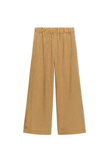 Zara ZW COLLECTION STRIPED WIDE LEG PANTS - Yellow