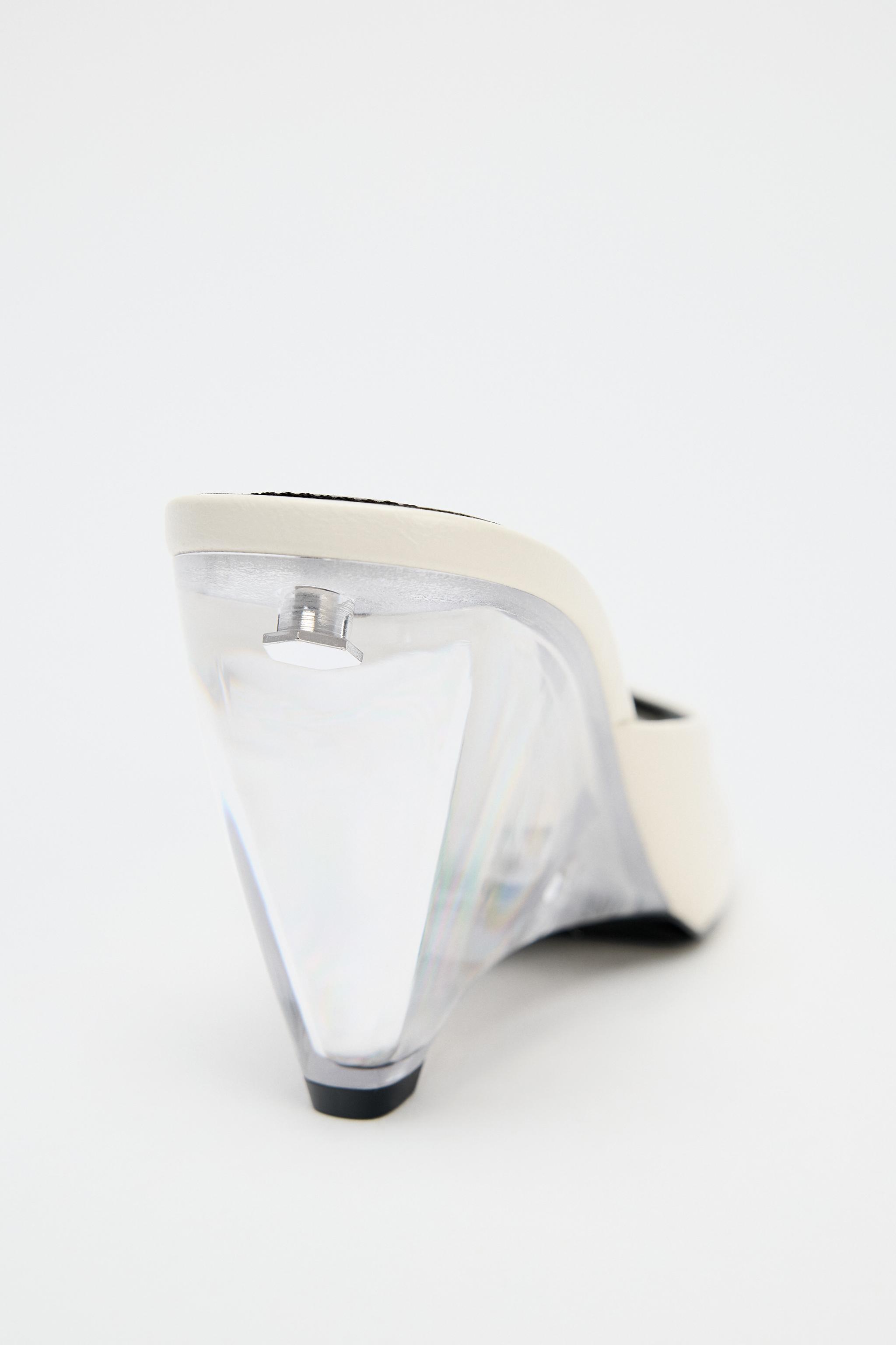 TRANSPARENT WEDGE LEATHER MULES - Off White | ZARA United States