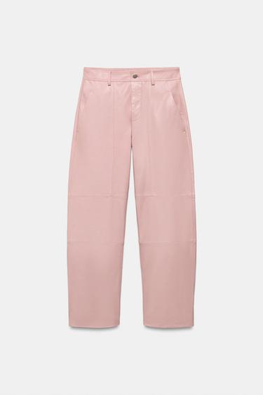 PANTALON EN CUIR 100% ZW COLLECTION ÉDITION LIMITÉE - Rose de Zara - Image 6