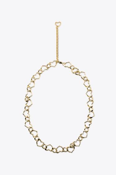 CINTURÓN CADENA CORAZONES - Dorado de Zara