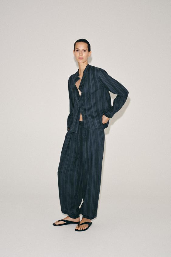 ZW COLLECTION STRIPED SHIRT WITH FROG FASTENING - Indigo by Zara - Image 0