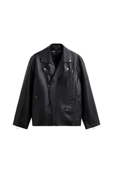 OVERSIZE LEATHER BIKER JACKET