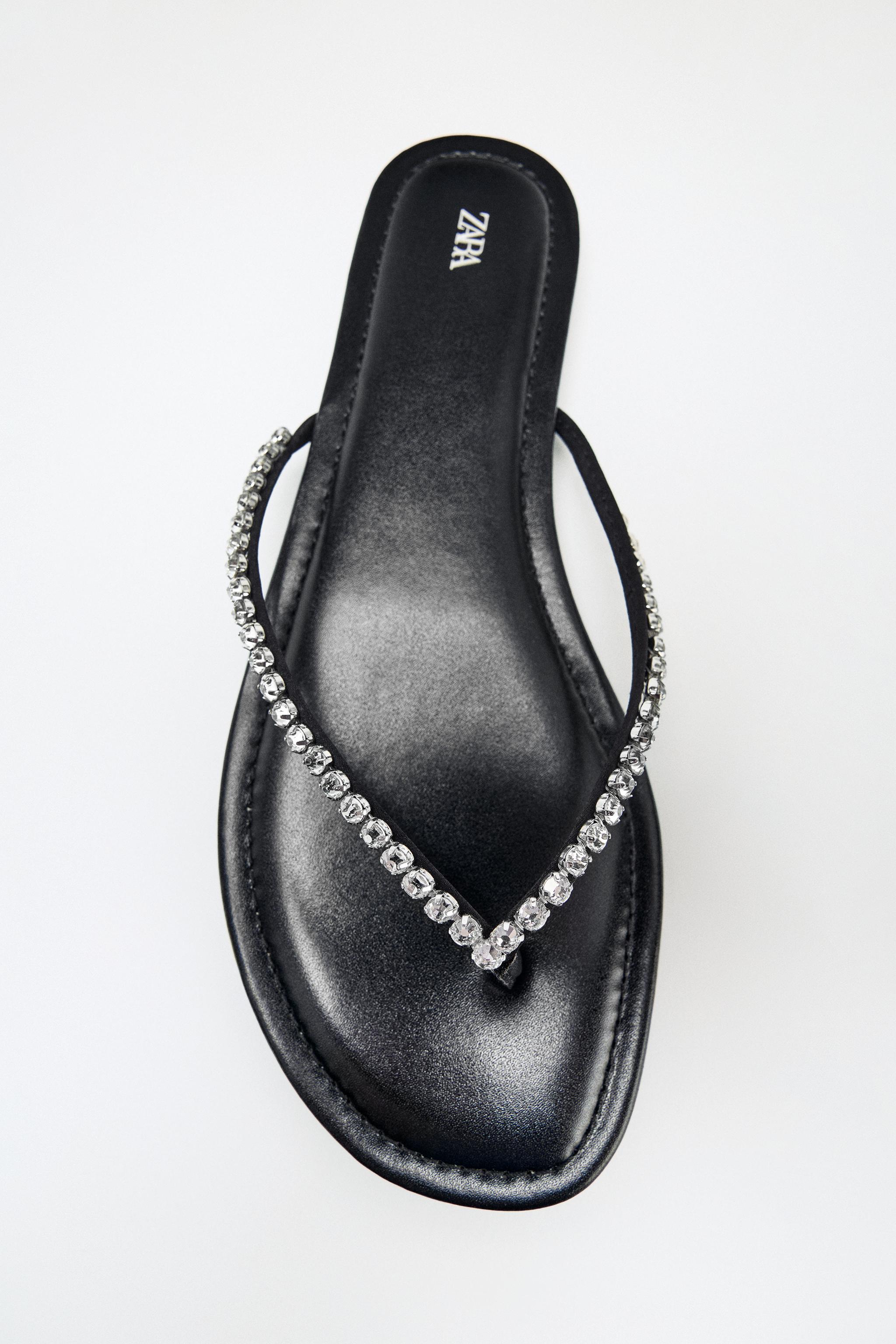 RHINESTONE FLAT SANDALS