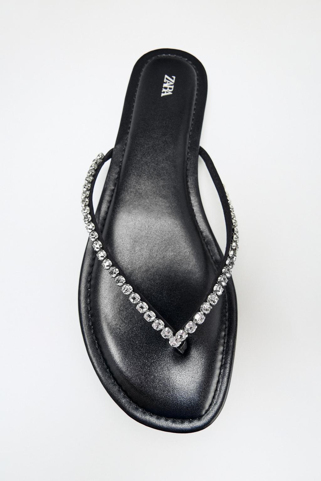 RHINESTONE FLAT SANDALS