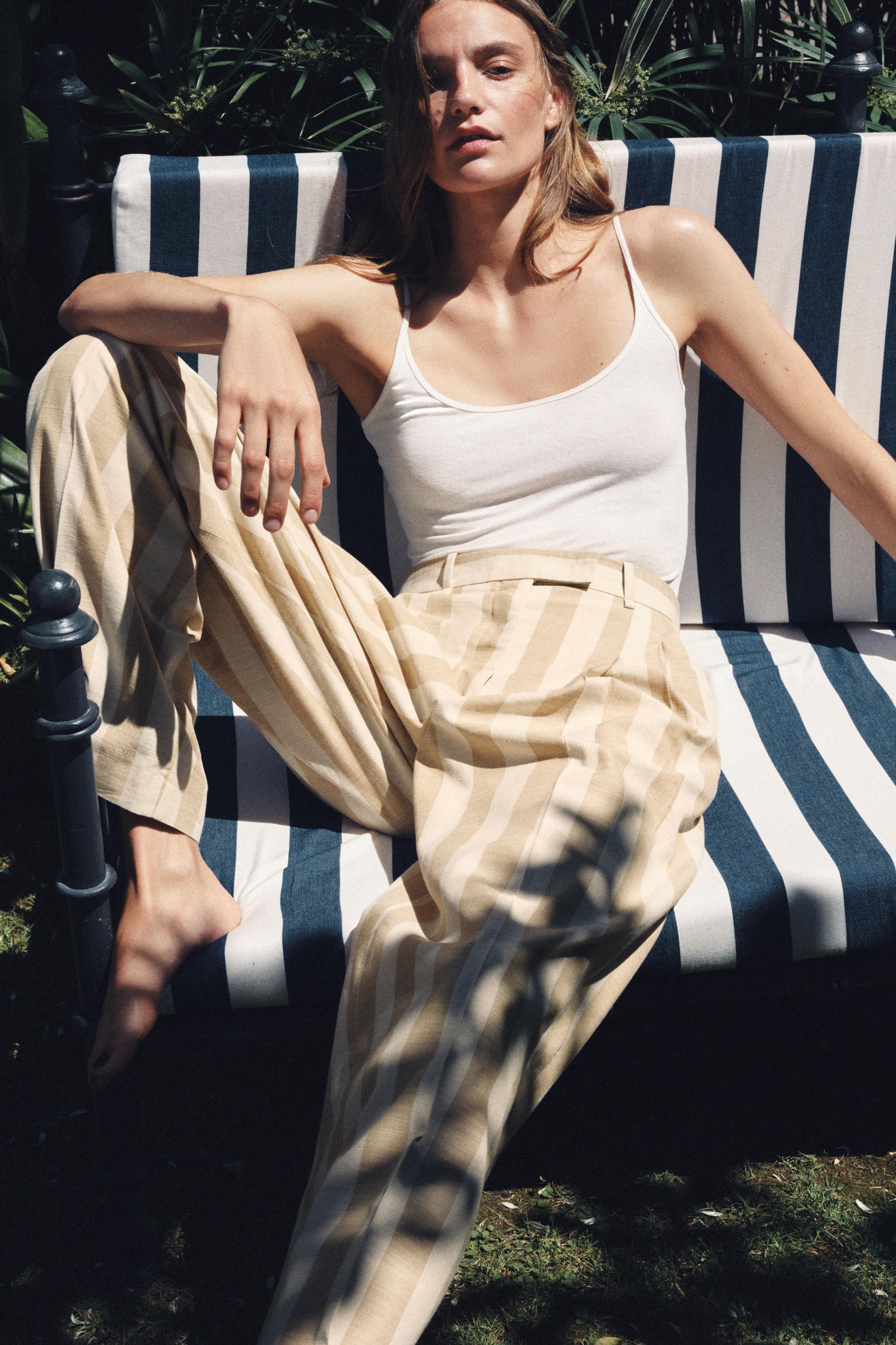 ZW COLLECTION STRIPED WIDE LEG PANTS