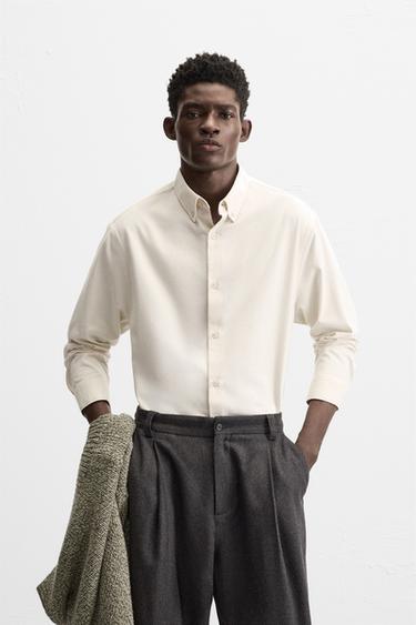 SLIM FIT SHIRT - Beige by Zara