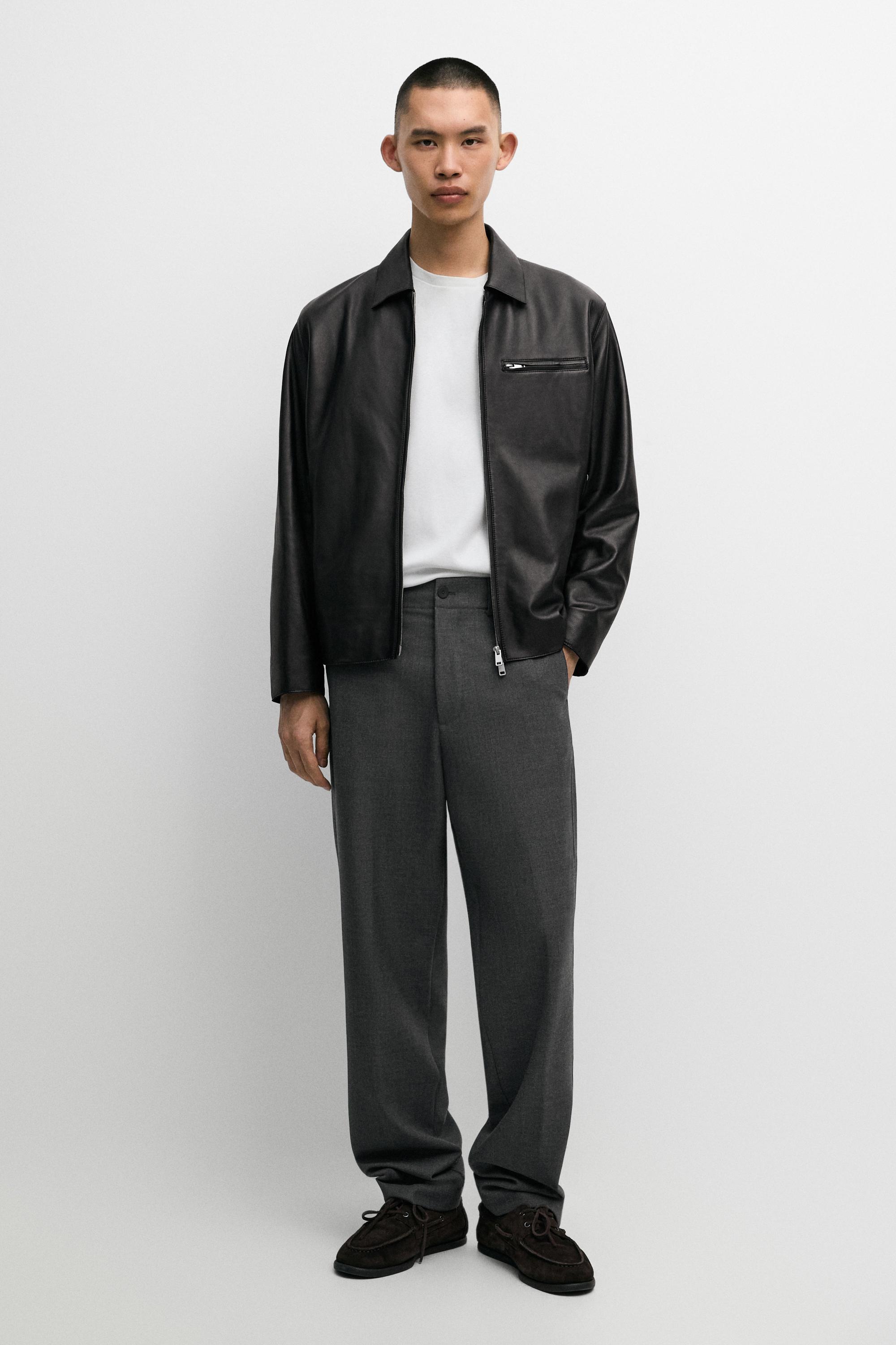 Nappa leather jacket with pocket detail