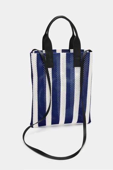 Zara CUT-OUT EFFECT MINI SHOPPER - Blue