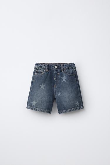BERMUDA DENIM ESTAMPADO ESTRELLAS - Índigo de Zara