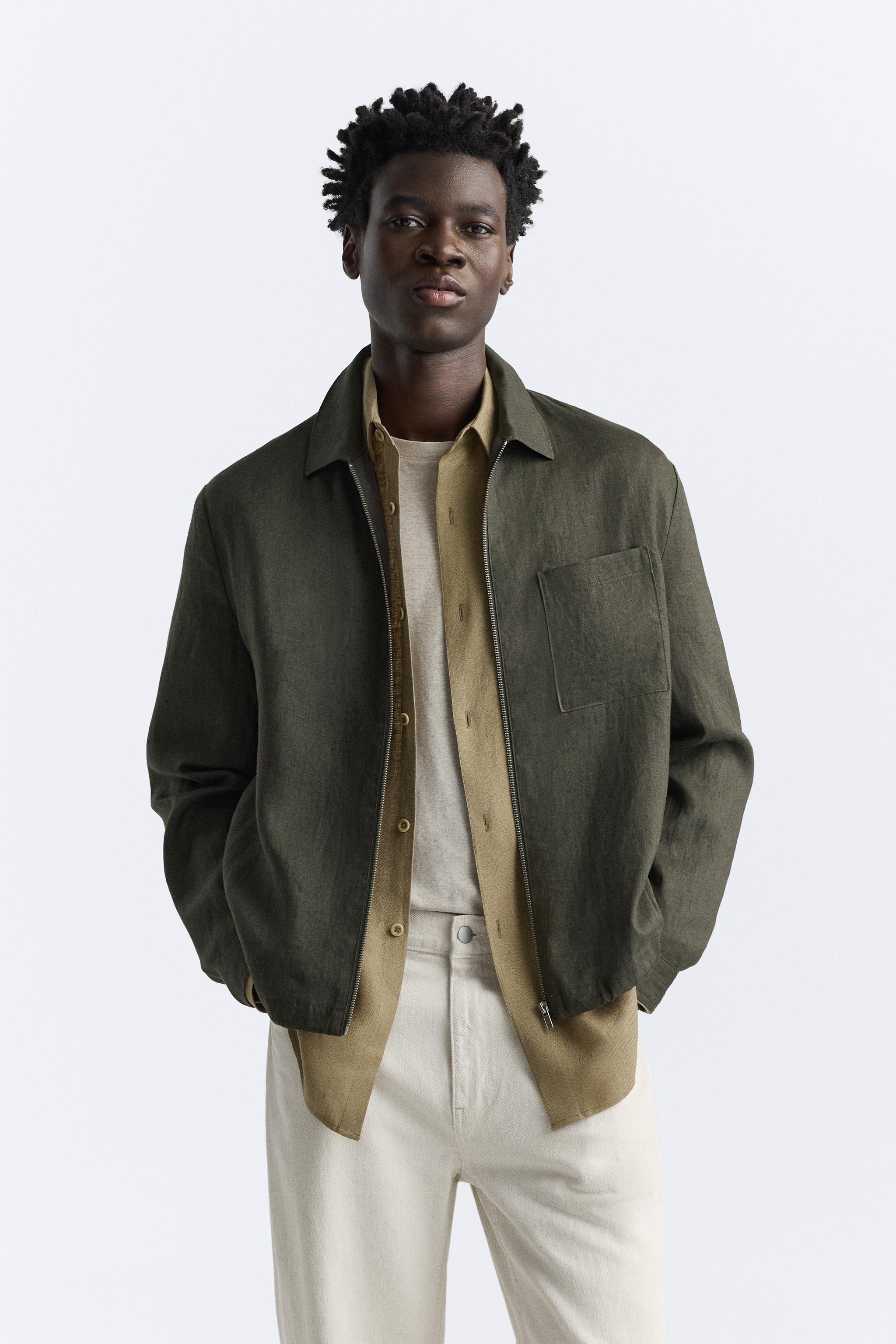 Khaki jacket zara on sale