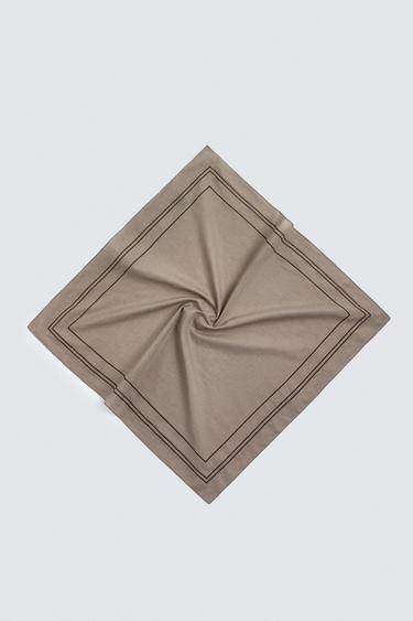 Zara CONTRAST EMBROIDERY BANDANA - Brown