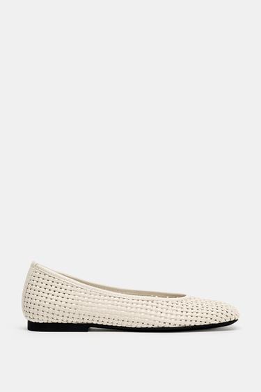 Zara BRAIDED BALLET FLATS - Off White