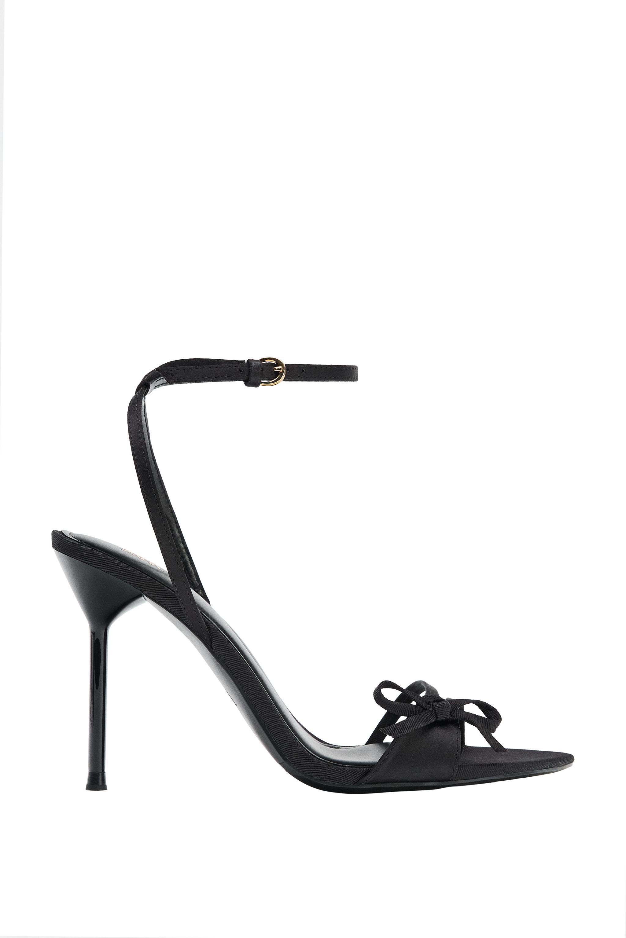 SANDÁLIA DE SALTO COM TIRAS ACETINADAS - Preto | ZARA Brasil