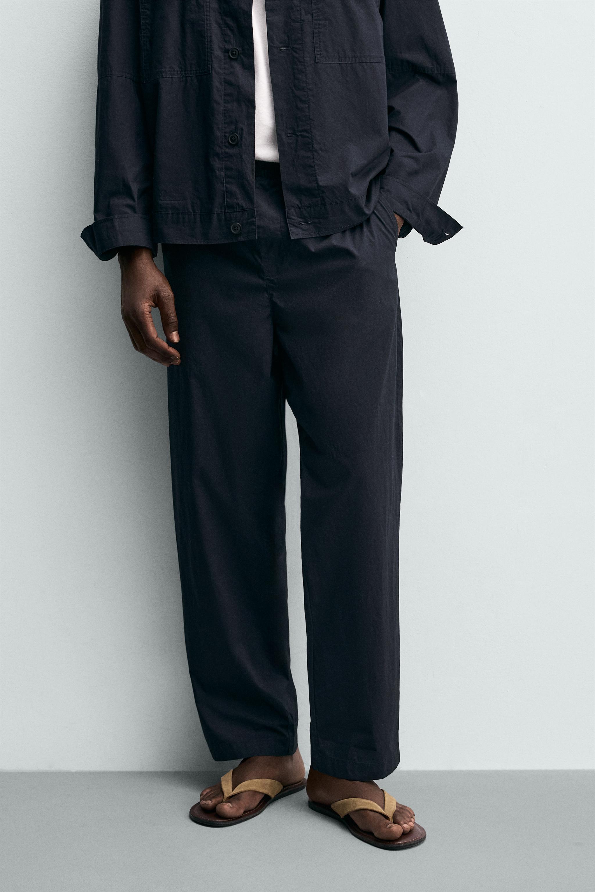 STRAIGHT FIT POPLIN PANTS