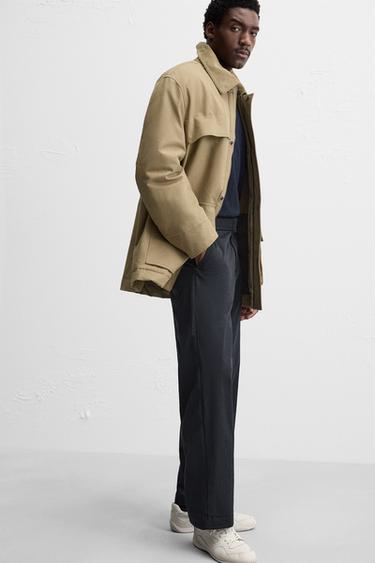 PANTALON COUPE LARGE AVEC CEINTURE - Bleu marine de Zara - Image 4