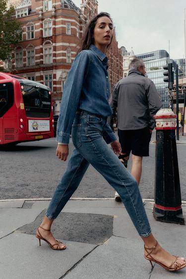 قميص Z1975 DENIM منسدل - أزرق وسط الخاص بـ Zara