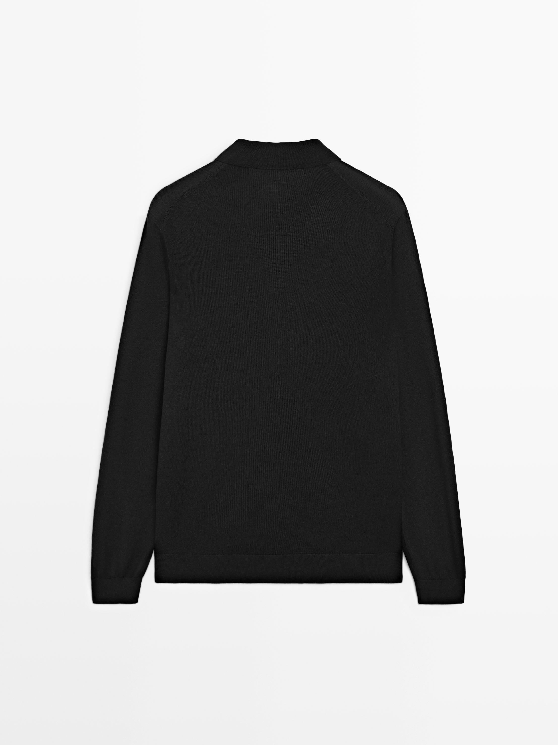 100% wool knit sweater with polo collar