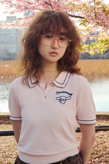 ハローキティフレンズニットポロシャツピンクZaraのハローキティフレンズニットポロシャツ - ピンク 