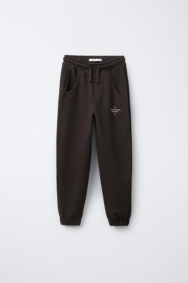 CONTRAST PLUSH JOGGING TROUSERS - Brown by Zara