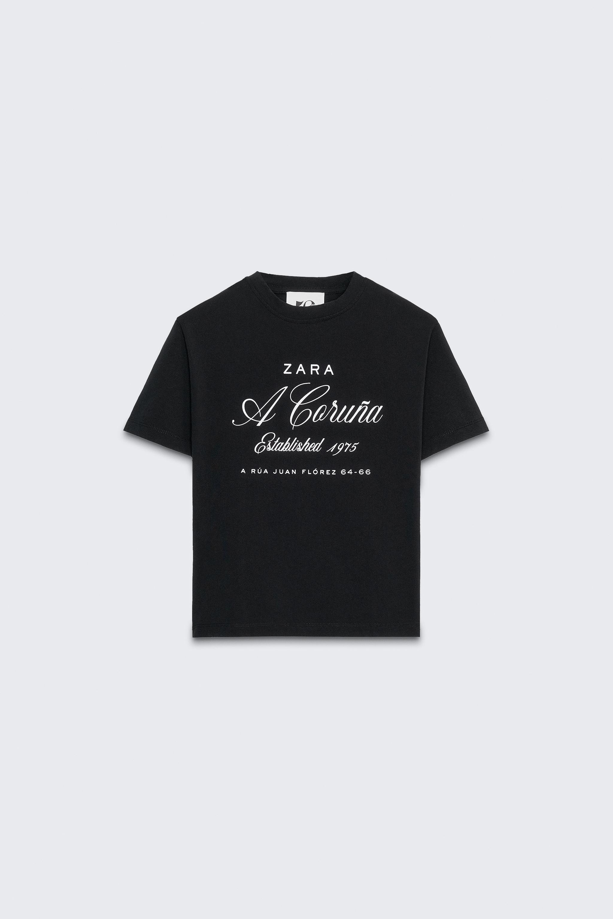 50TH ANNIVERSARYテキストプリントTシャツ - ブラック | ZARA