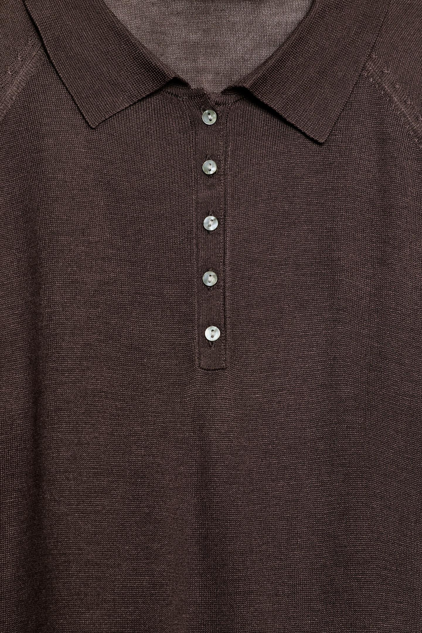 Женское поло Zara Plain Knit Polo, цвет: Коричневый — фото 8